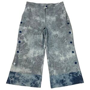 Samuel Dong LagenLook Art to Wear Tie Dye Wide Leg Funky Pants Cropped Large NWT